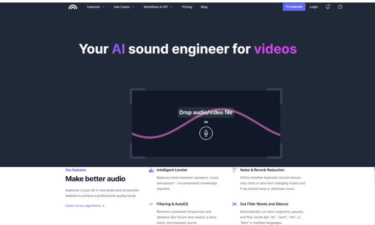Auphonic ai tool for audio editing